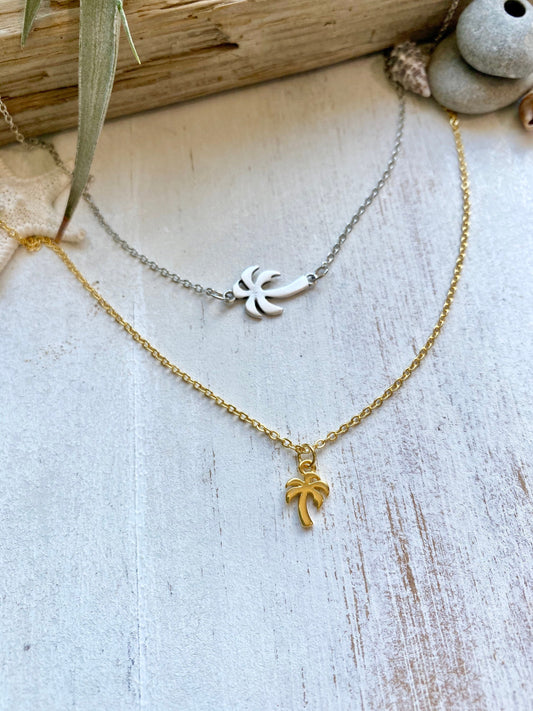 Gold or Silver palm tree necklace