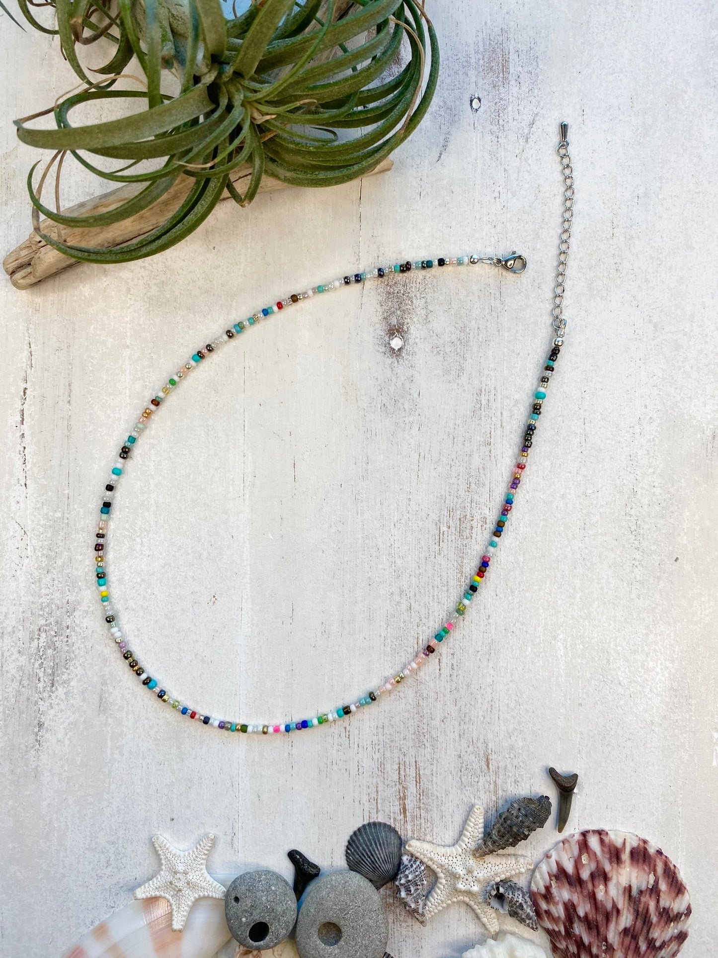 Colorful seed bead choker