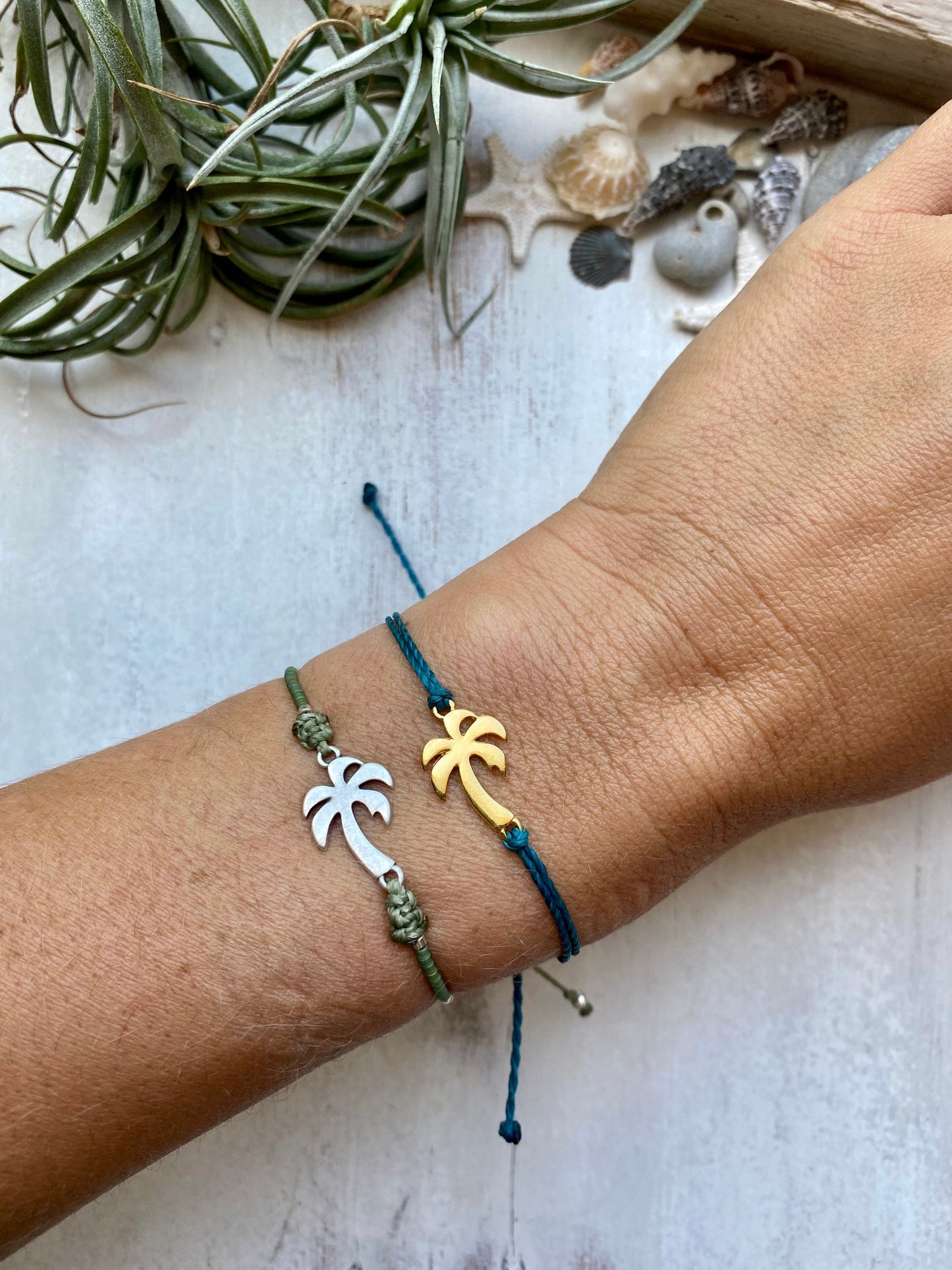 Waxed Cord Palm tree Bracelet