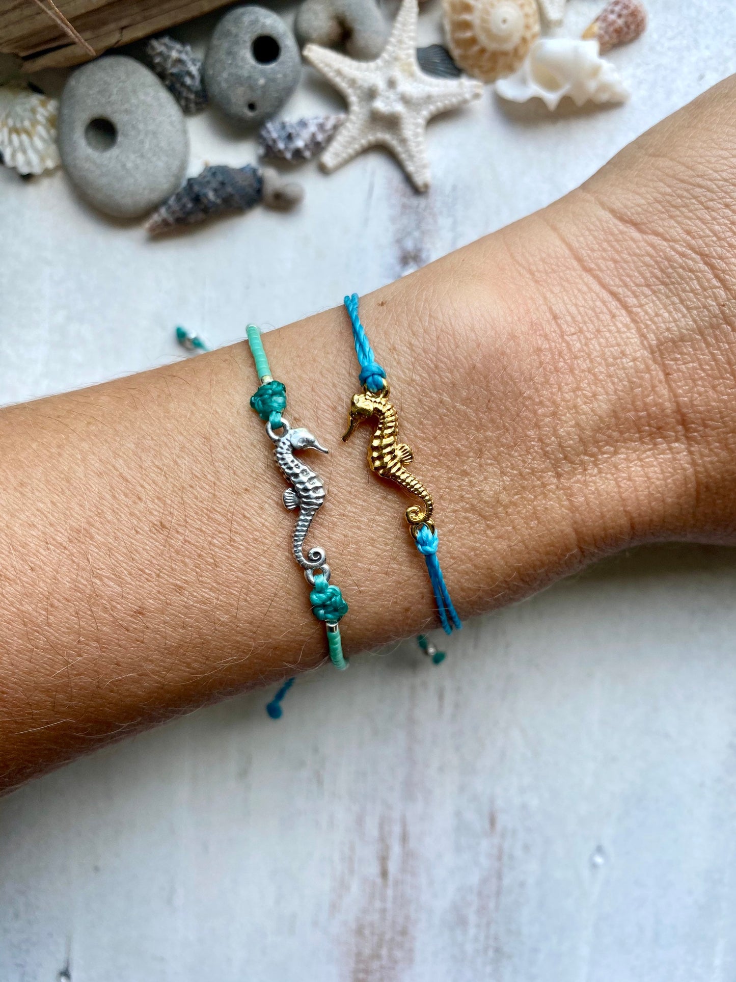 Waxed Cord Sea horse bracelet