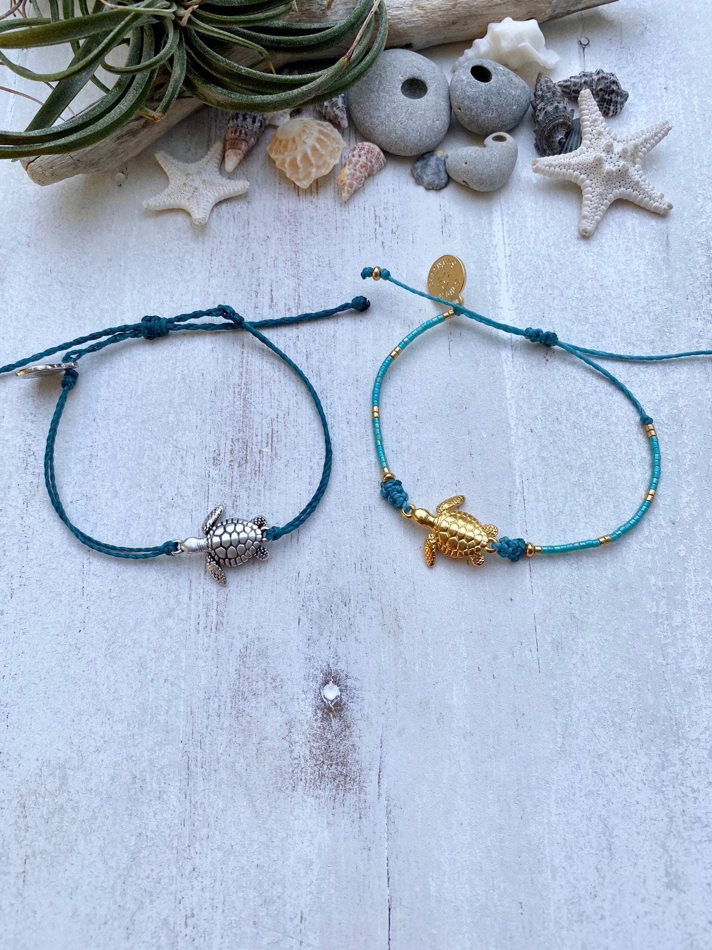 Waxed Cord Sea turtle bracelet