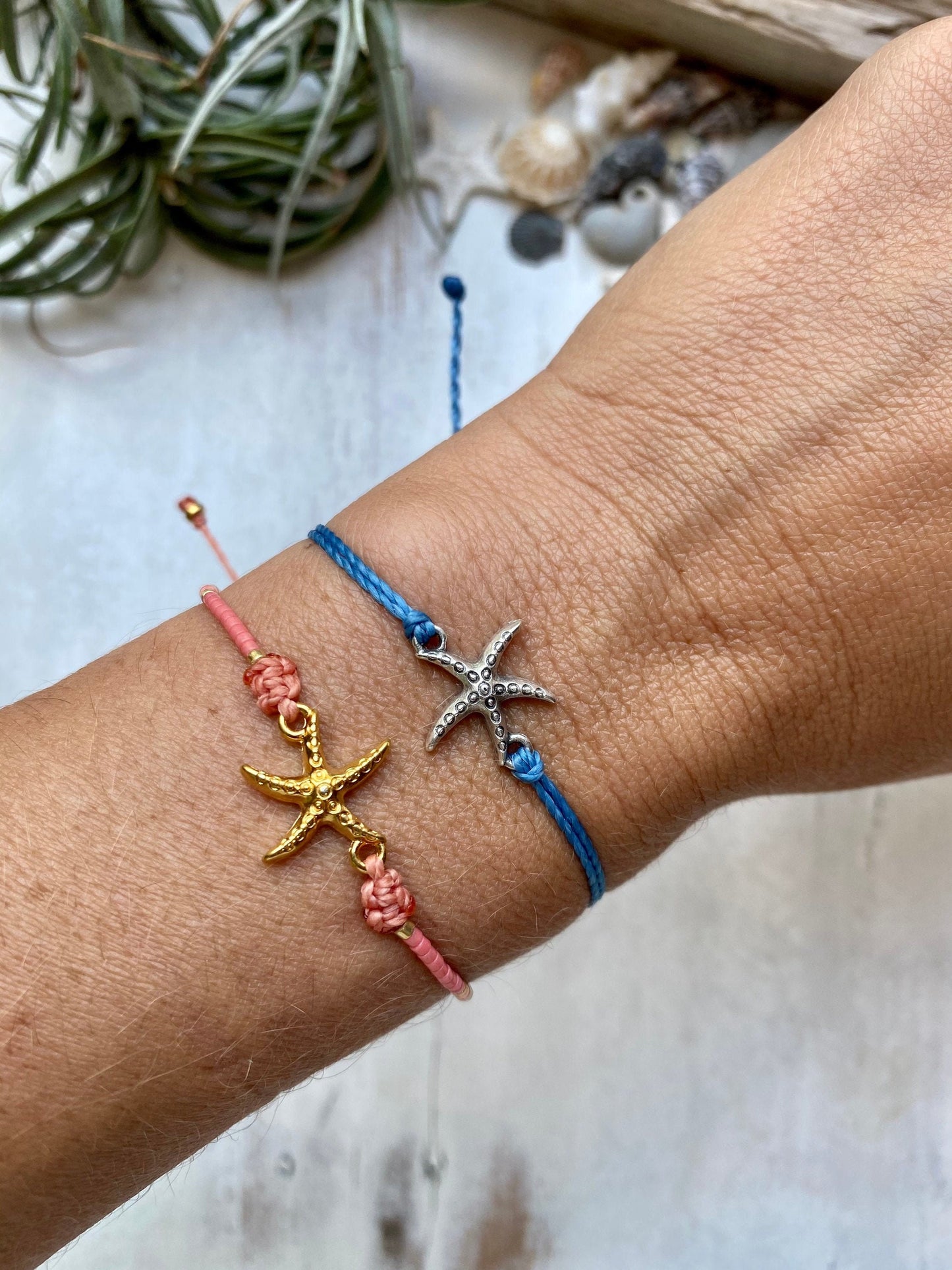 Waxed Cord Starfish bracelet