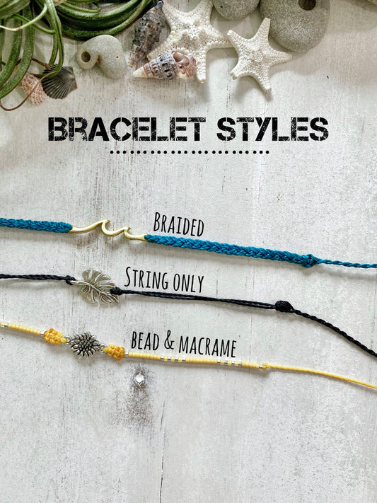 Waxed cord Monstera bracelet