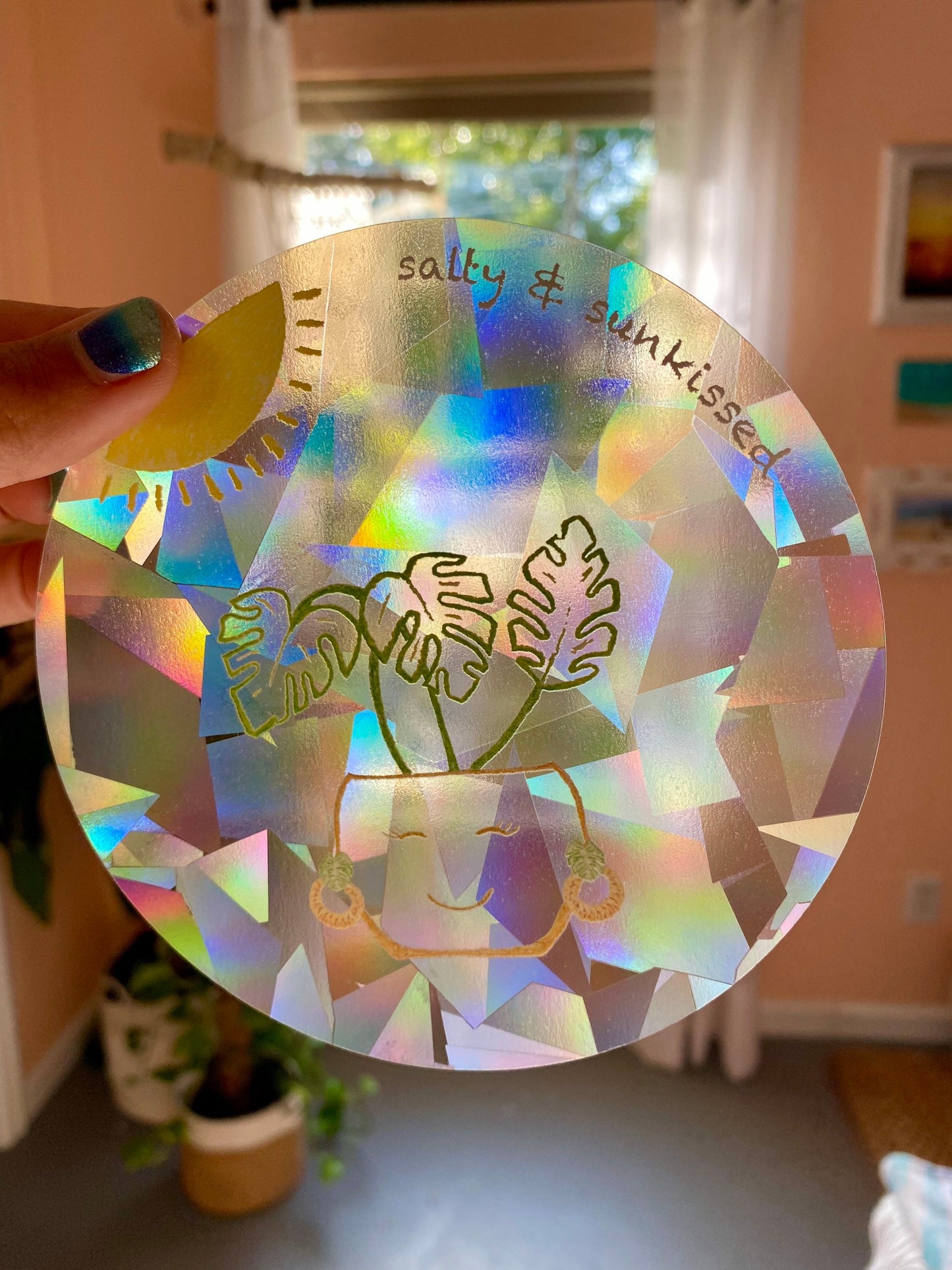 Happy Monstera sun catcher