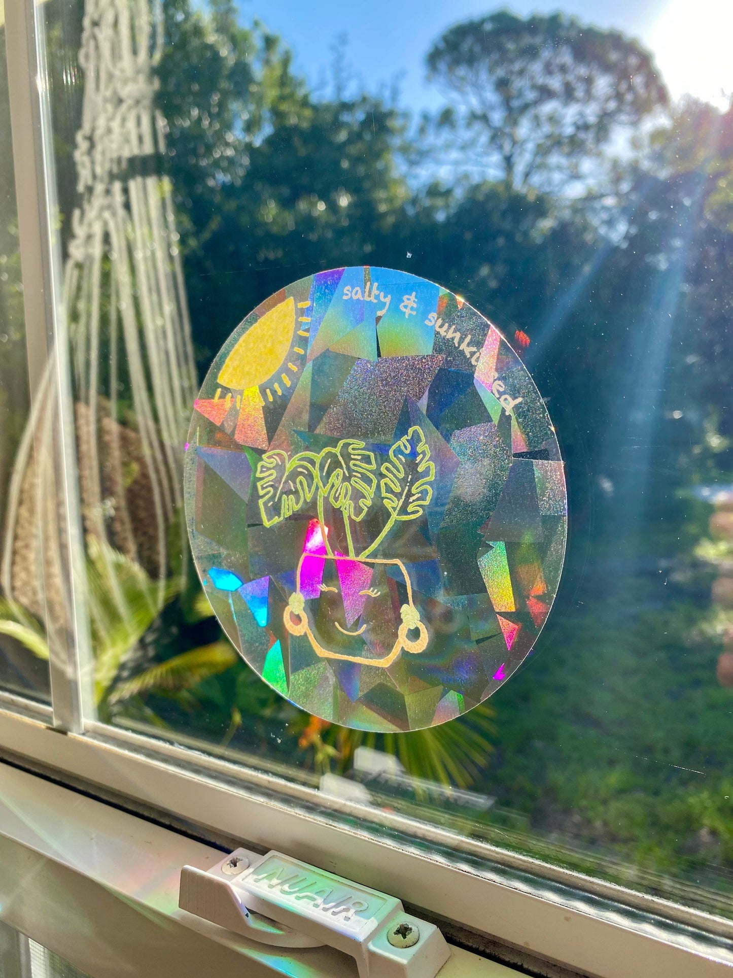 Happy Monstera sun catcher