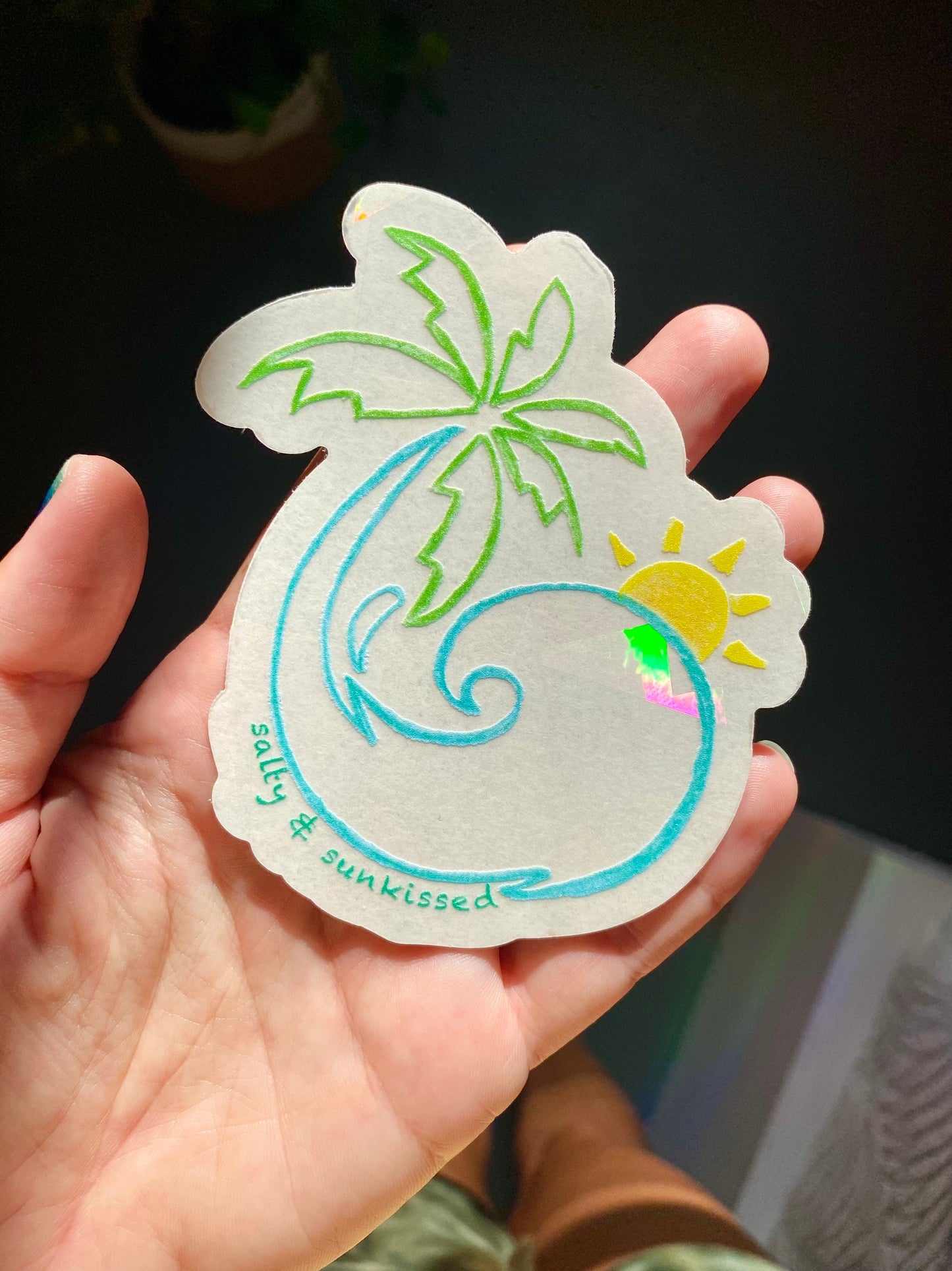 Salty & Sunkissed Logo sun catcher, Rainbow maker decal