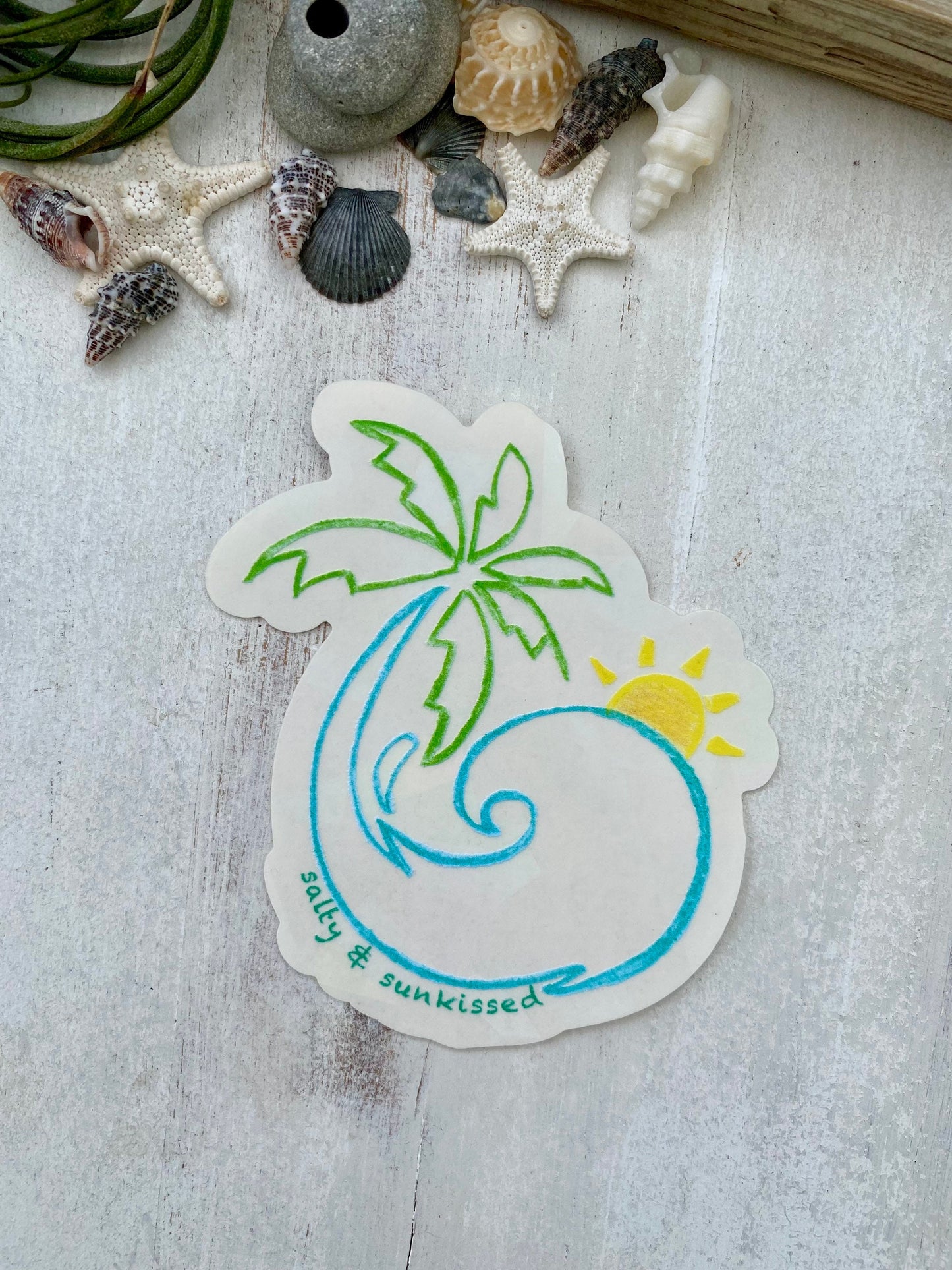 Salty & Sunkissed Logo sun catcher, Rainbow maker decal