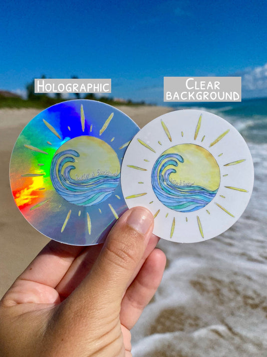 Waterproof Waves in Sun sticker