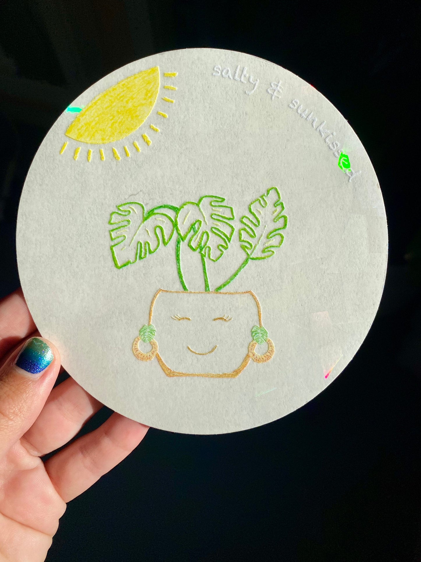 Happy Monstera sun catcher