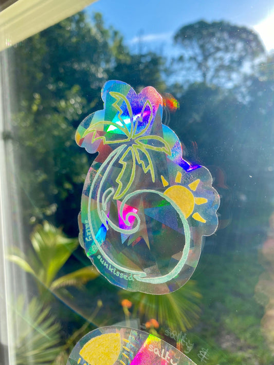 Salty & Sunkissed Logo sun catcher, Rainbow maker decal