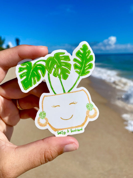 Happy Monstera Waterproof Sticker