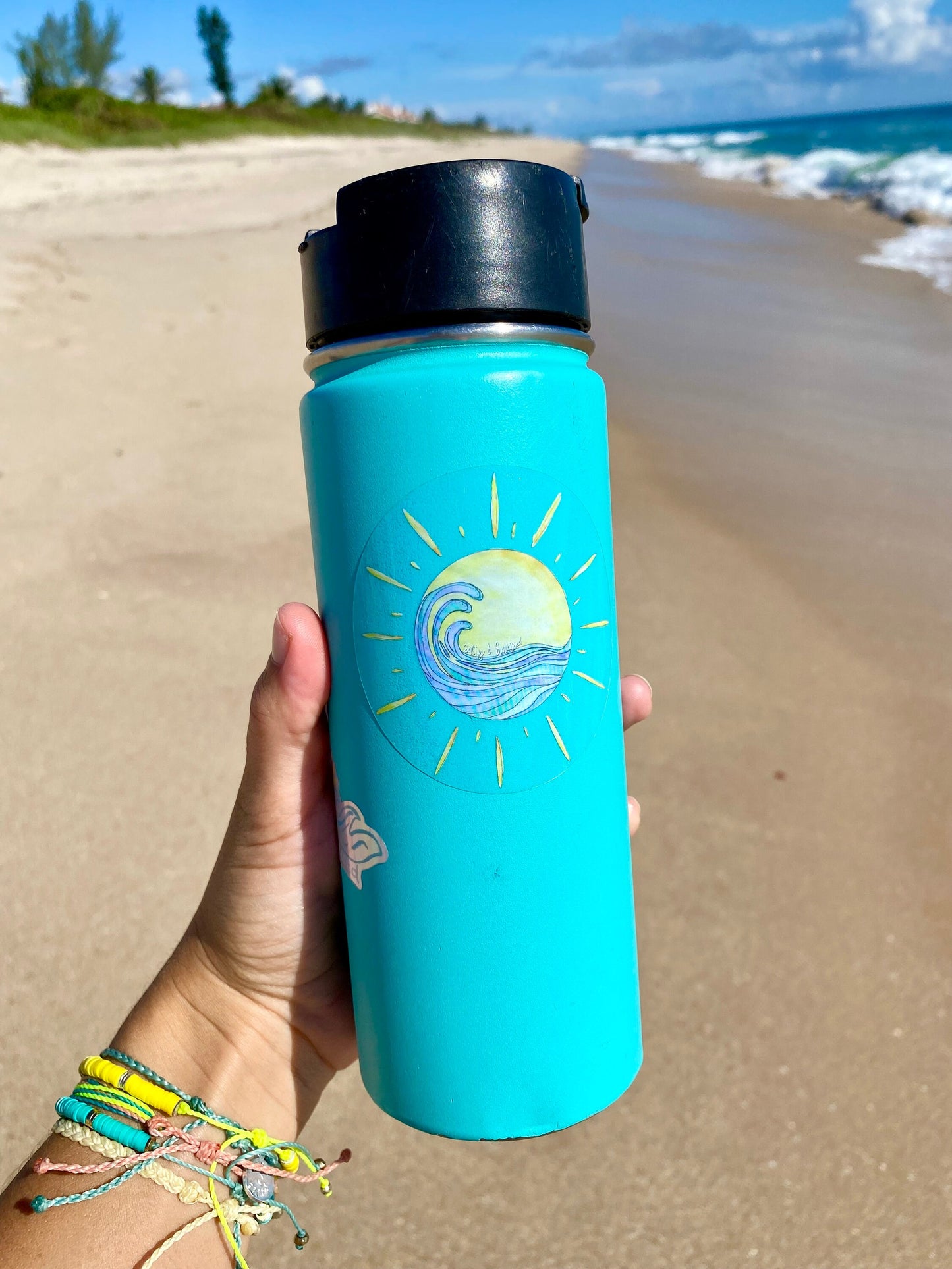 Waterproof Waves in Sun sticker