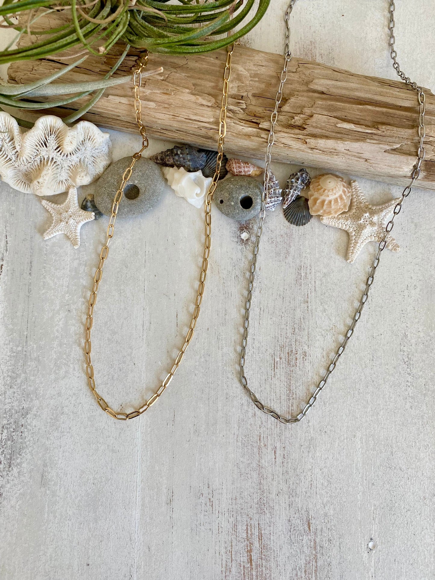Gold or Silver paperclip chain necklace
