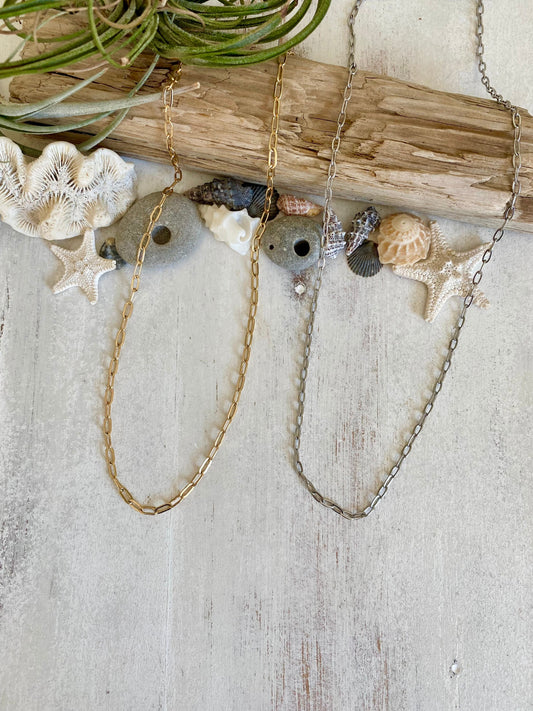 Gold or Silver paperclip chain necklace