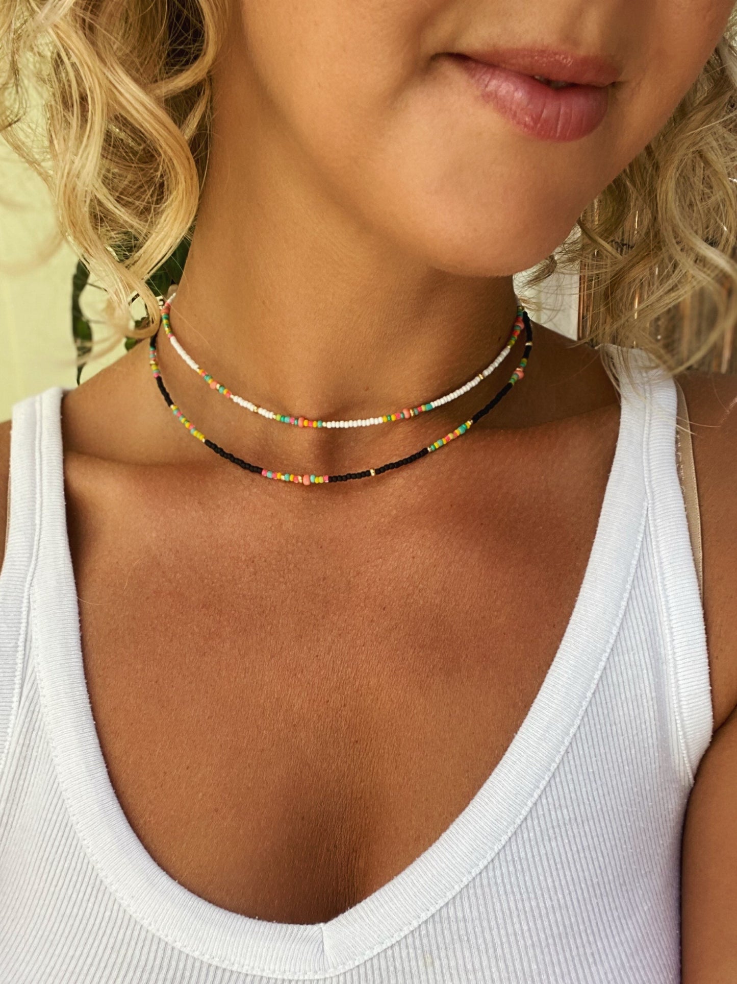 Colorful Neon seed bead choker