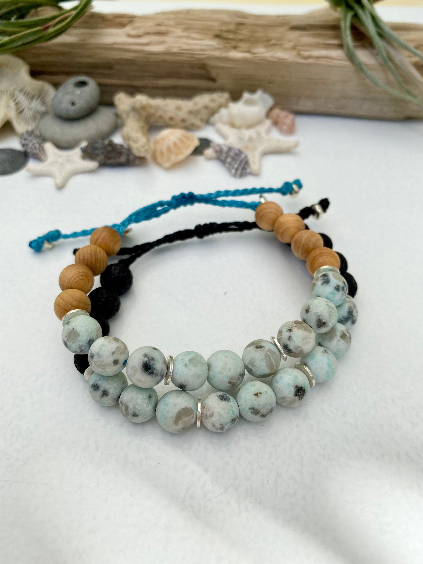 8mm Sky mountain blue jasper diffuser bracelet