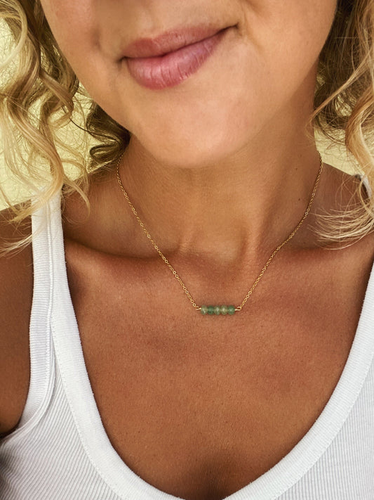 Faceted Rondelle Gemstone bar Necklace