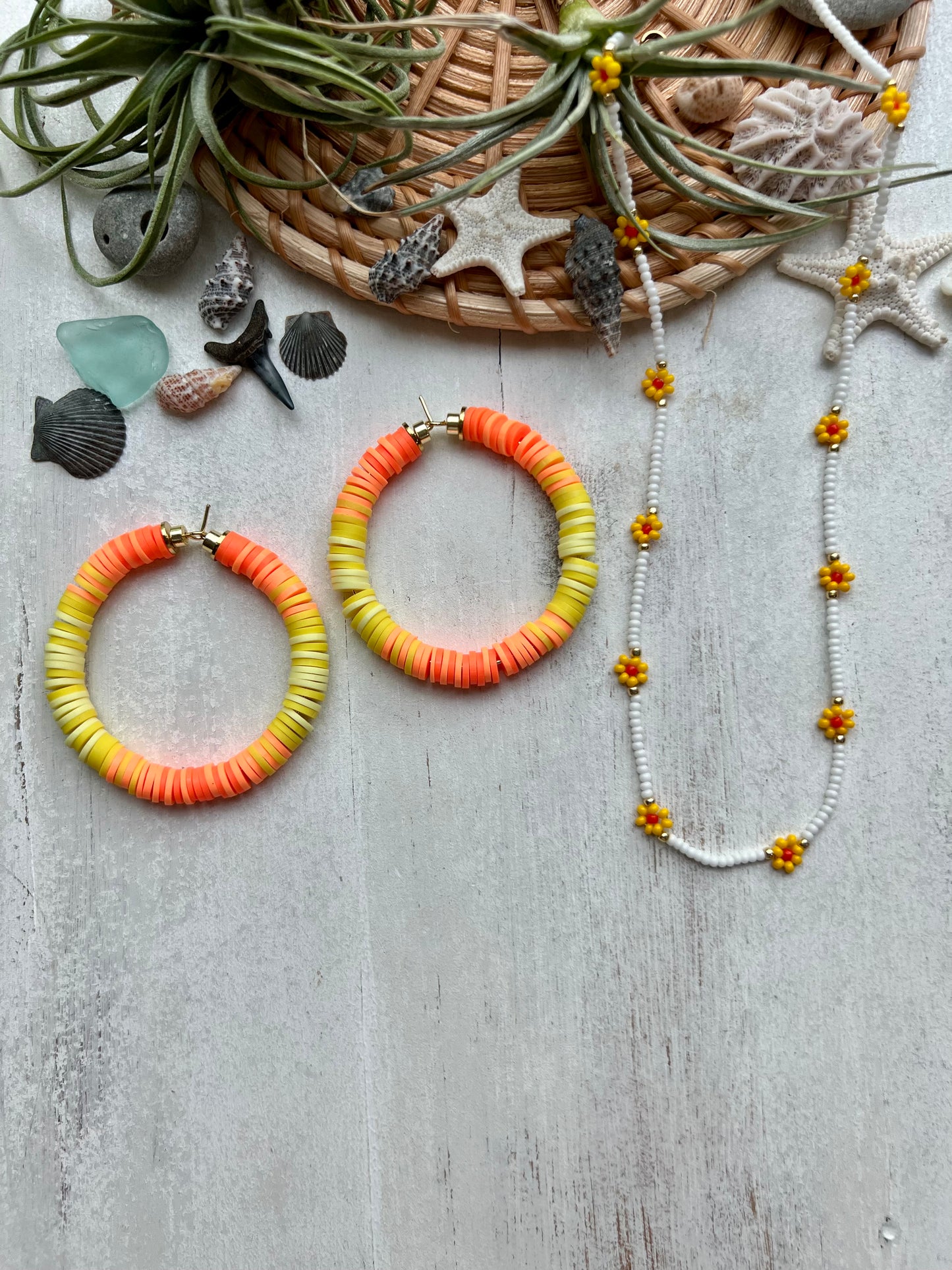 Ombre Heishi Hoop earrings
