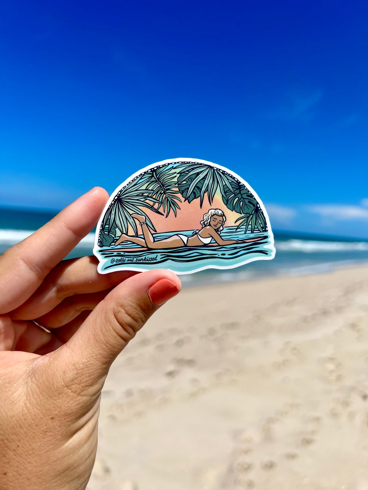 Tropical Surfer Waterproof Sticker