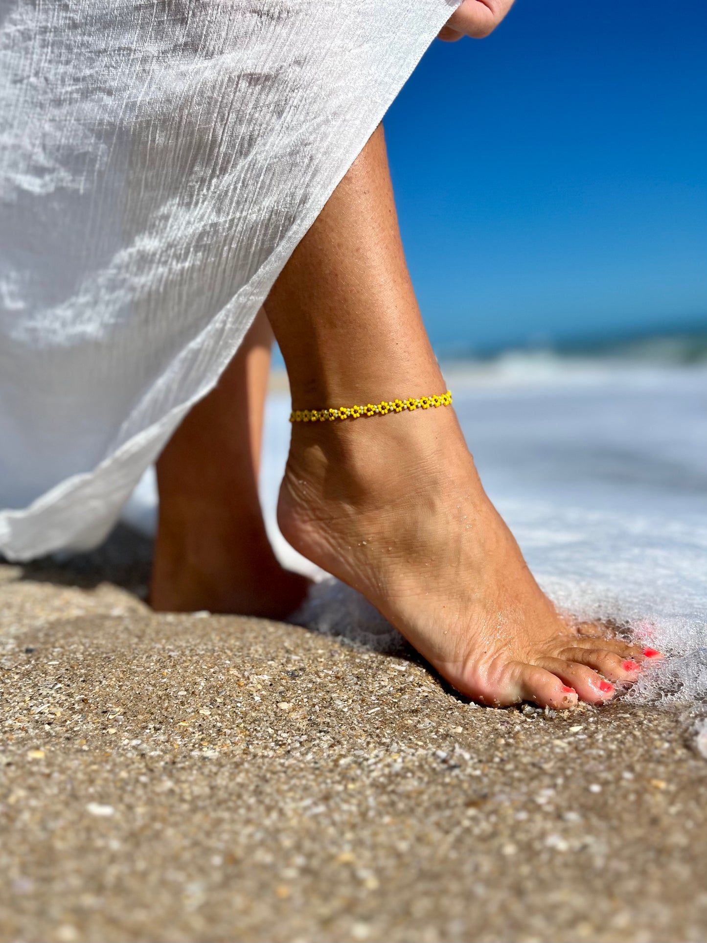 Daisy Chain Seed bead Bracelet/Anklet