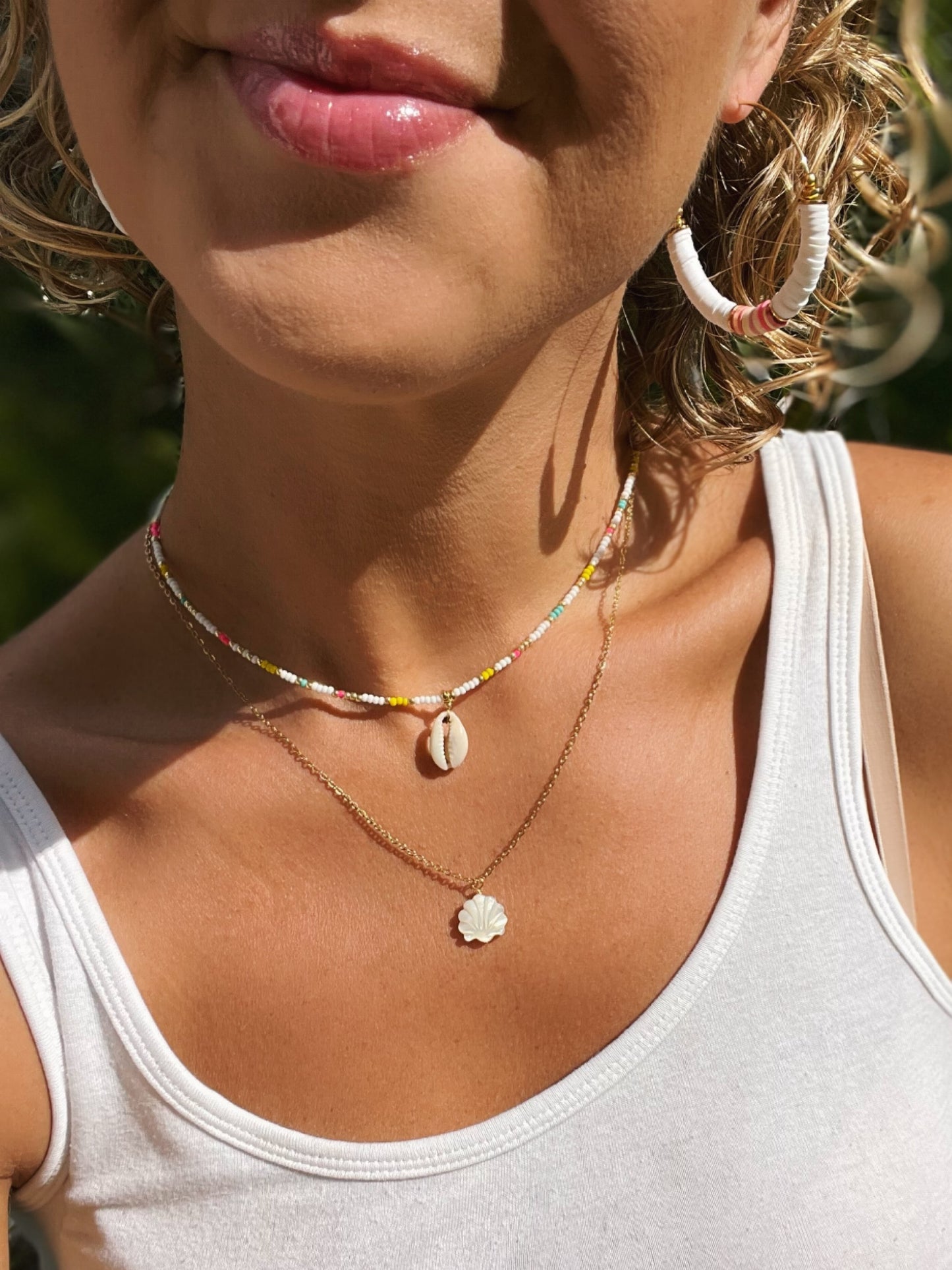 Shark Tooth | Cowrie Shell seed bead choker
