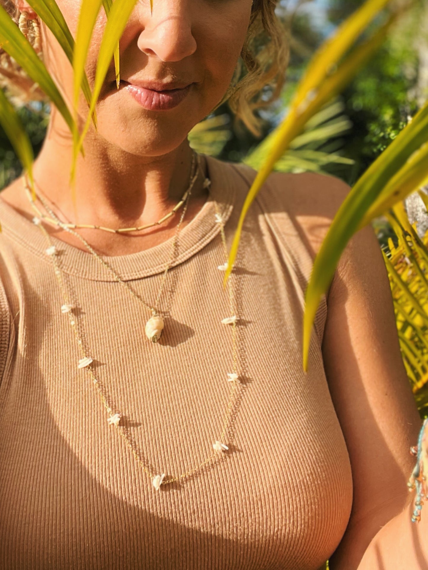 Dainty White Coral Chip necklace