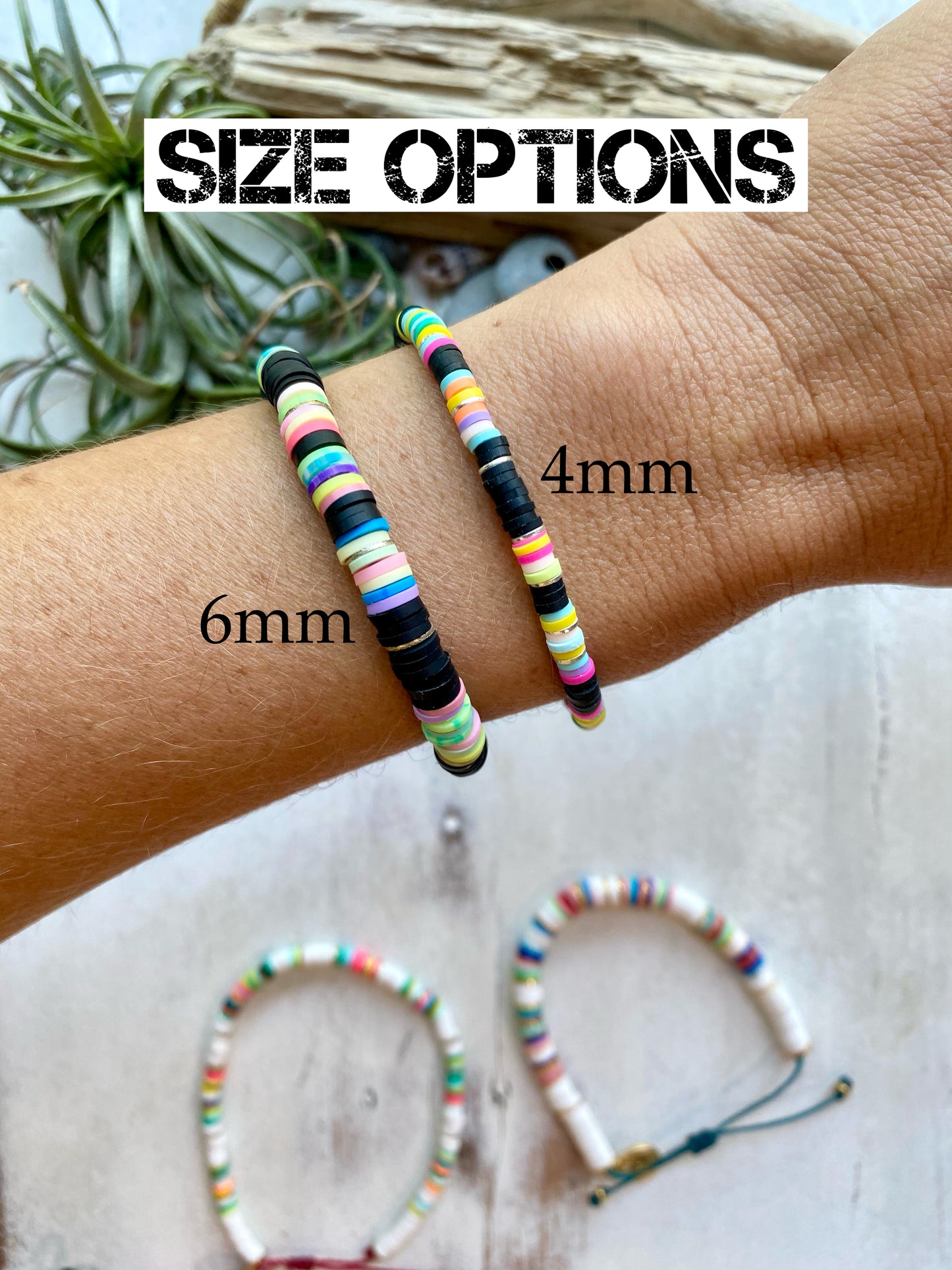 Colorful Heishi Bracelet 4mm or 6mm