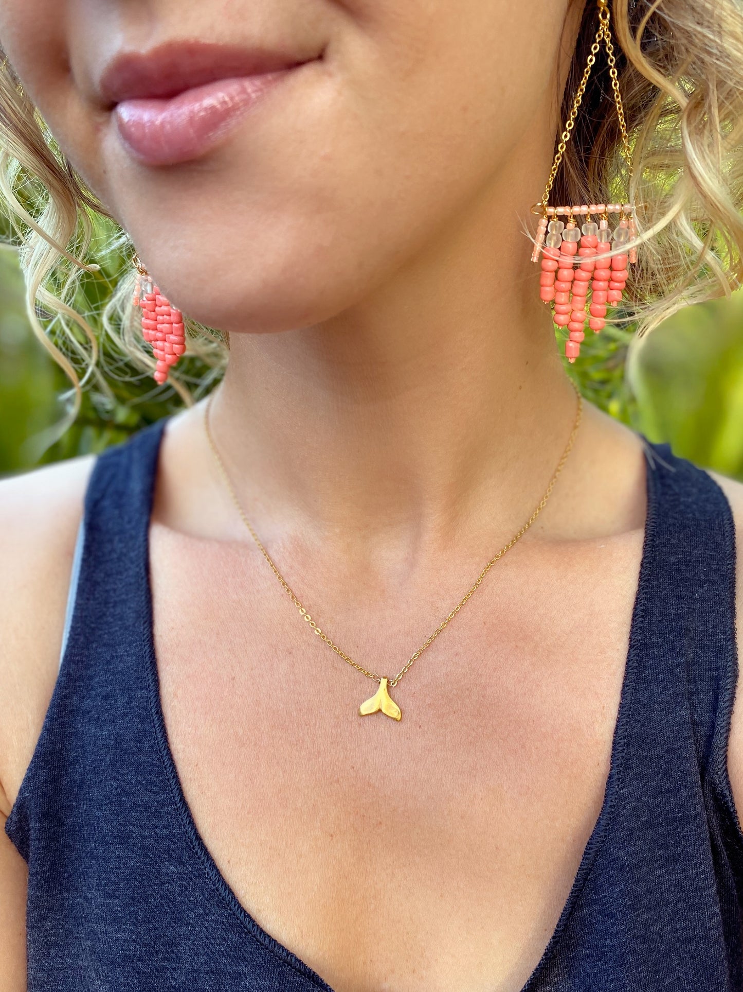 Silver or Gold mermaid tail necklace