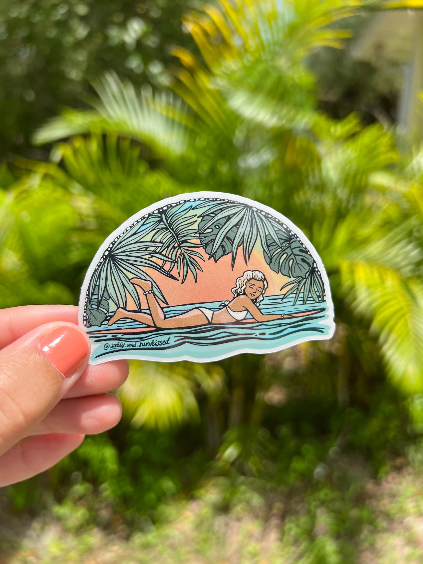 Tropical Surfer Waterproof Sticker