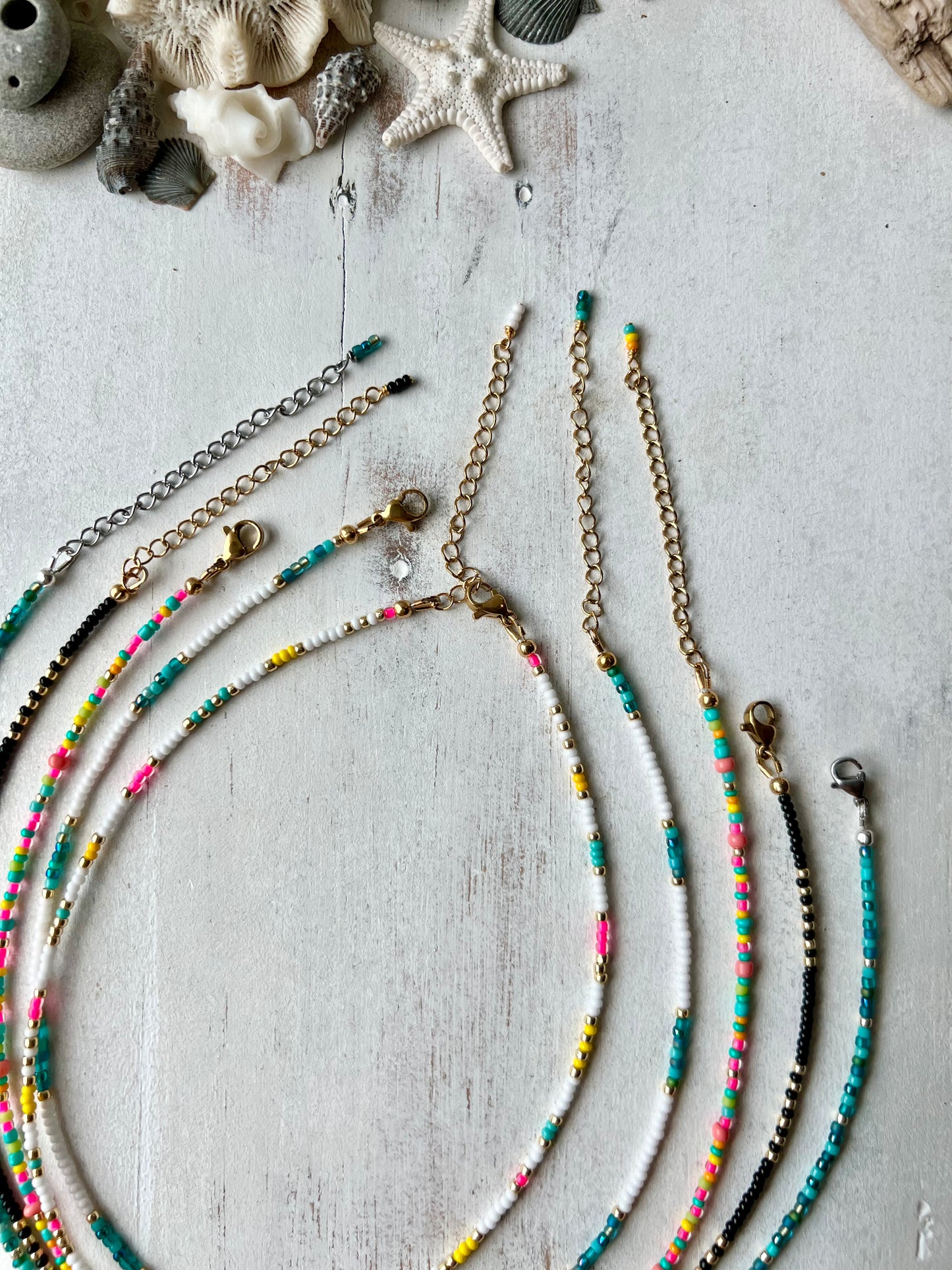 Shark Tooth | Cowrie Shell seed bead choker