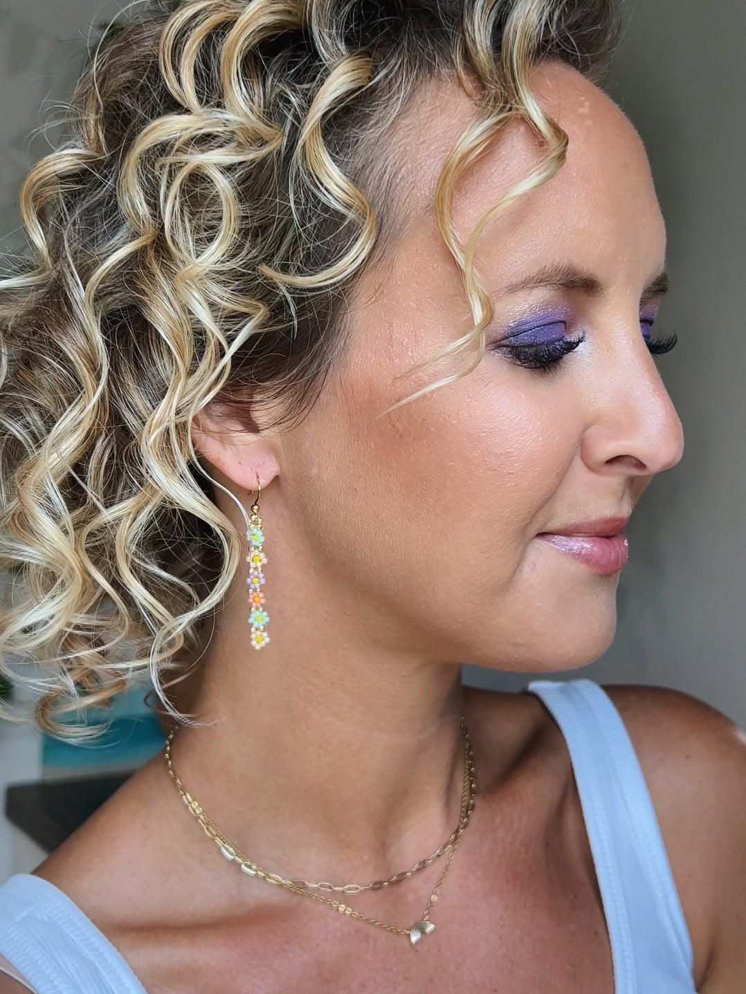 Daisy Chain Earrings with Silver Accents