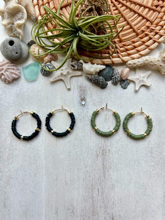 MINI Heishi Hoop earrings - Solid Color