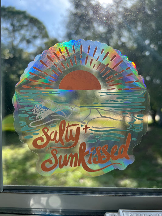 Salty & Sunkissed Logo Suncatcher / Rainbow maker decal