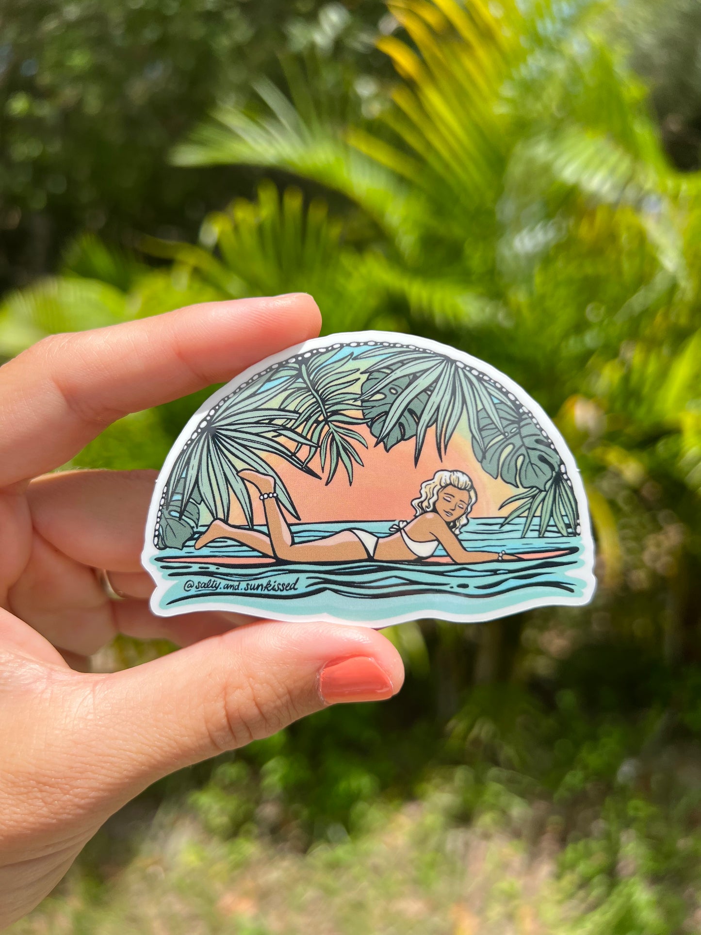 Tropical Surfer Waterproof Sticker