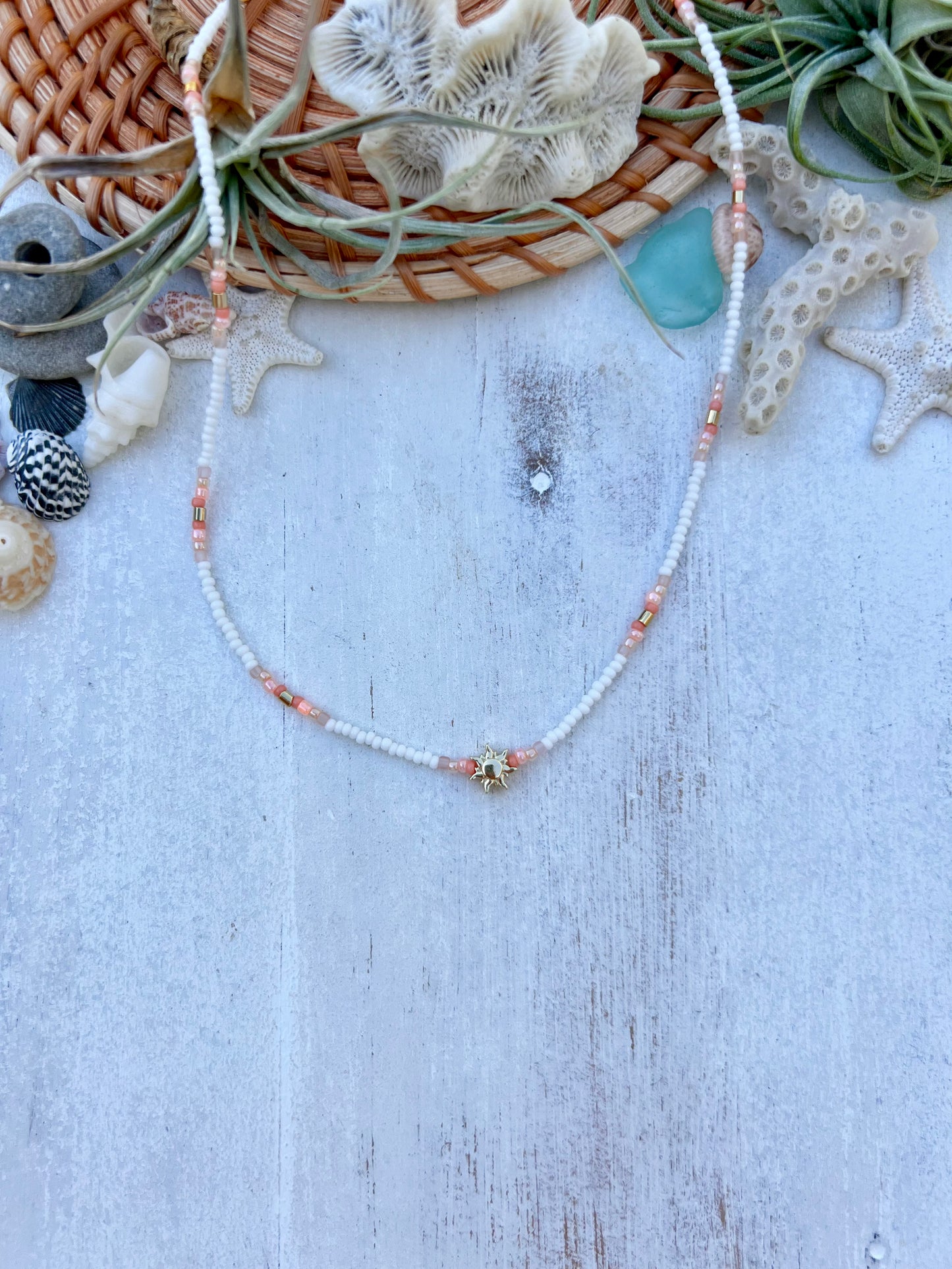 Gold Sun Seed Bead Choker