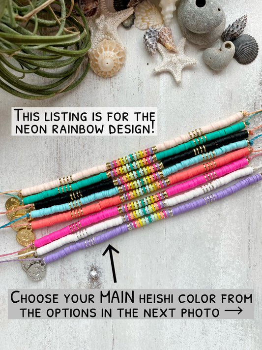 Neon Rainbow Heishi Bracelet