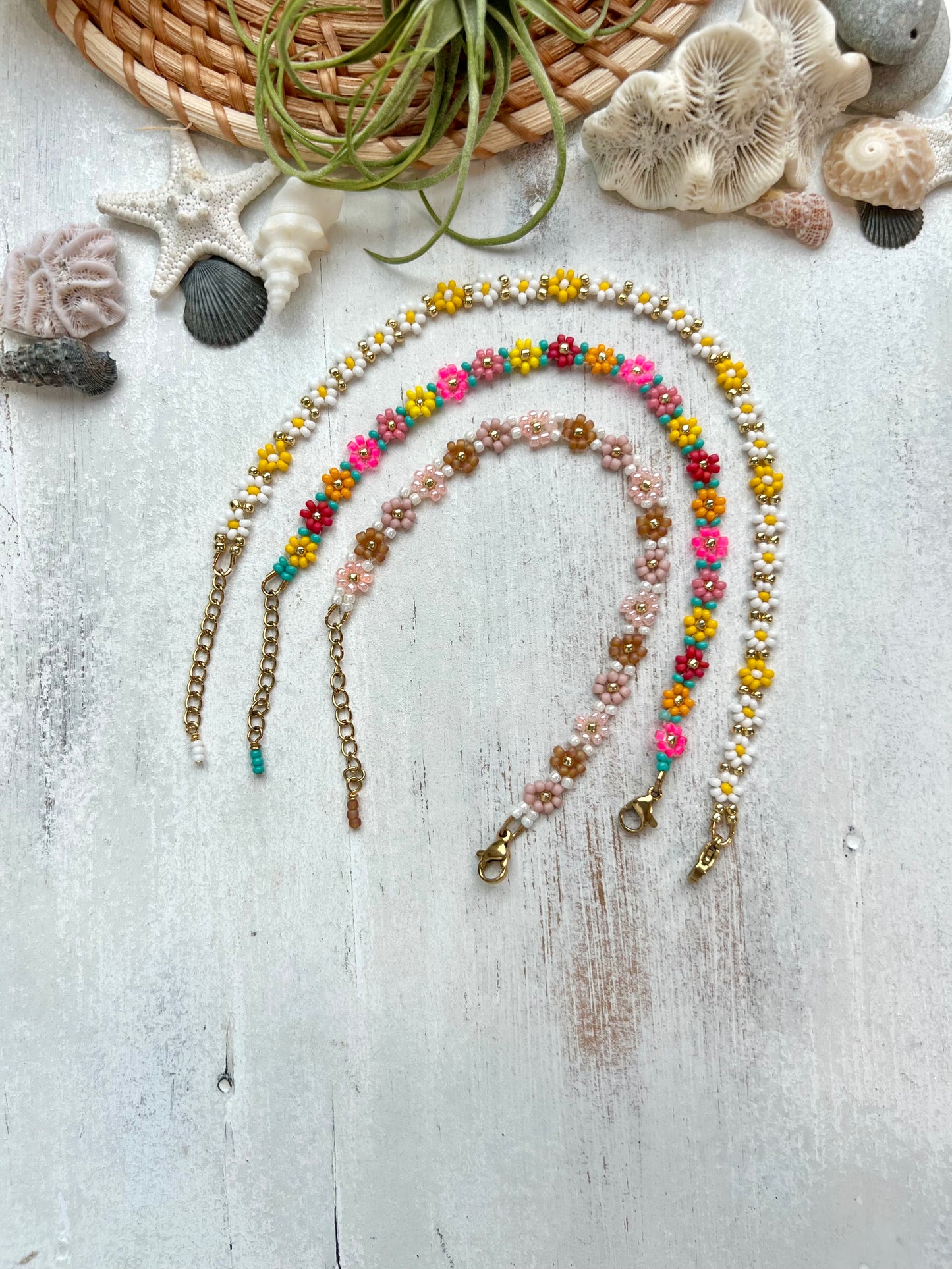 Daisy Chain Seed bead Bracelet/Anklet