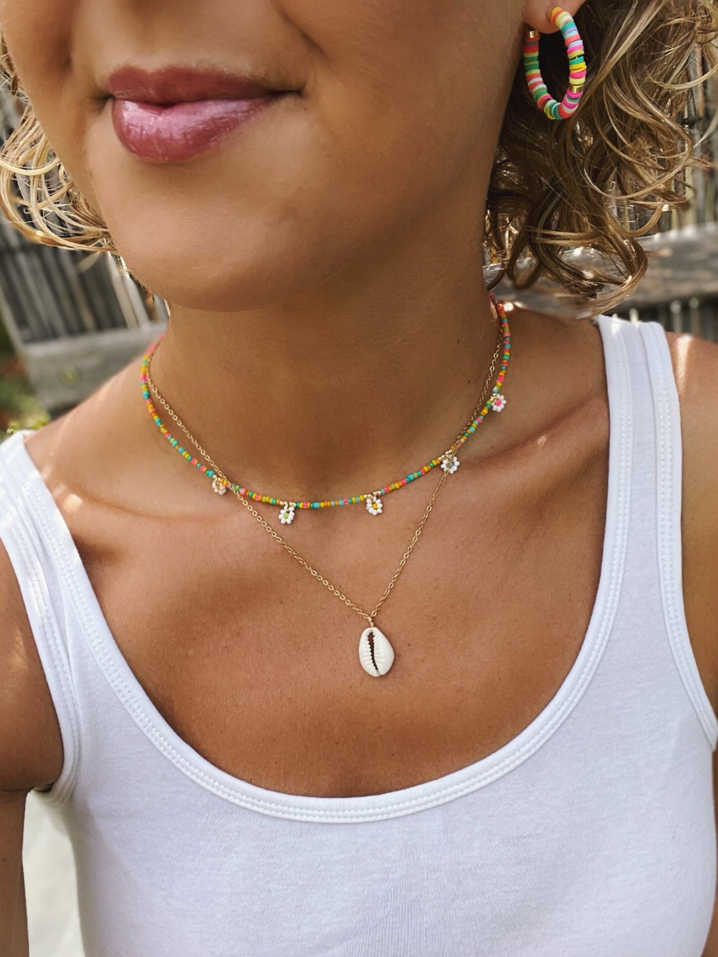 Natural cowrie shell necklace