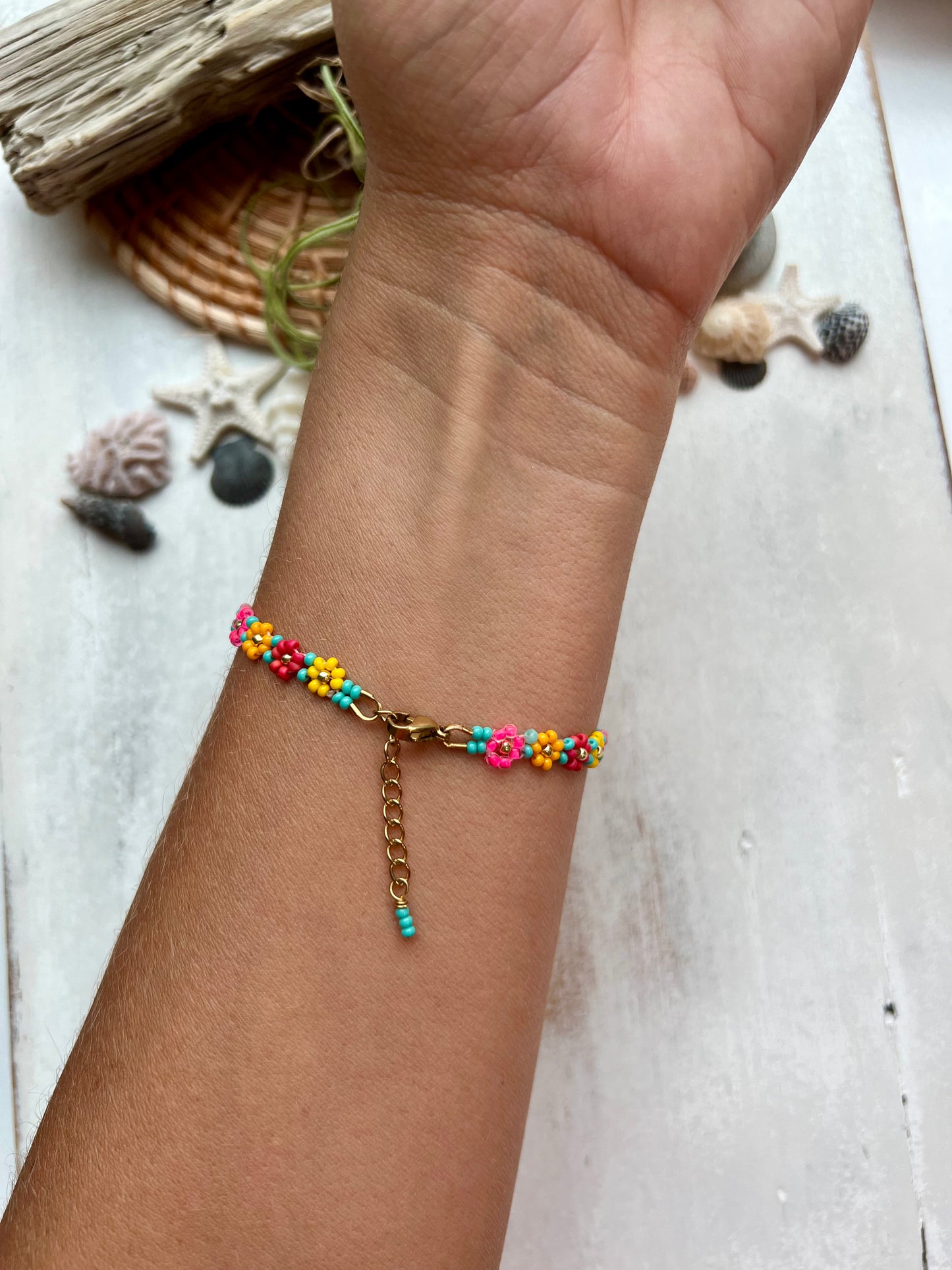 Daisy Chain Seed bead Bracelet/Anklet