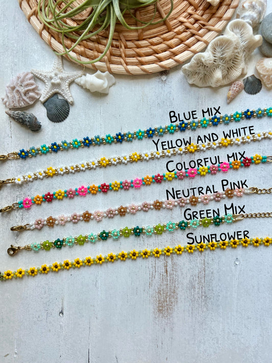 Daisy Chain Seed bead Bracelet/Anklet