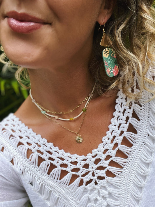 Tropical Palm Leaf Acrylic Earrings