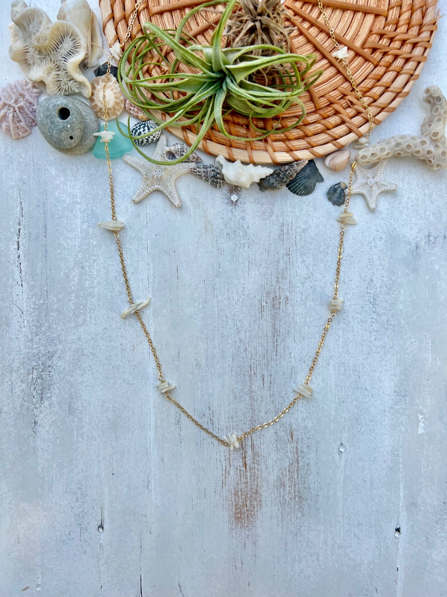 Dainty White Coral Chip necklace
