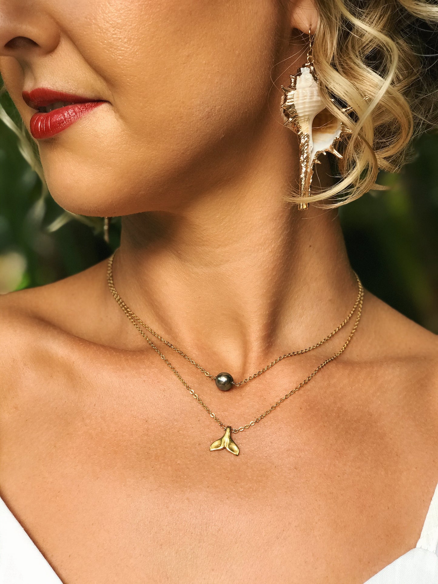 Silver or Gold mermaid tail necklace