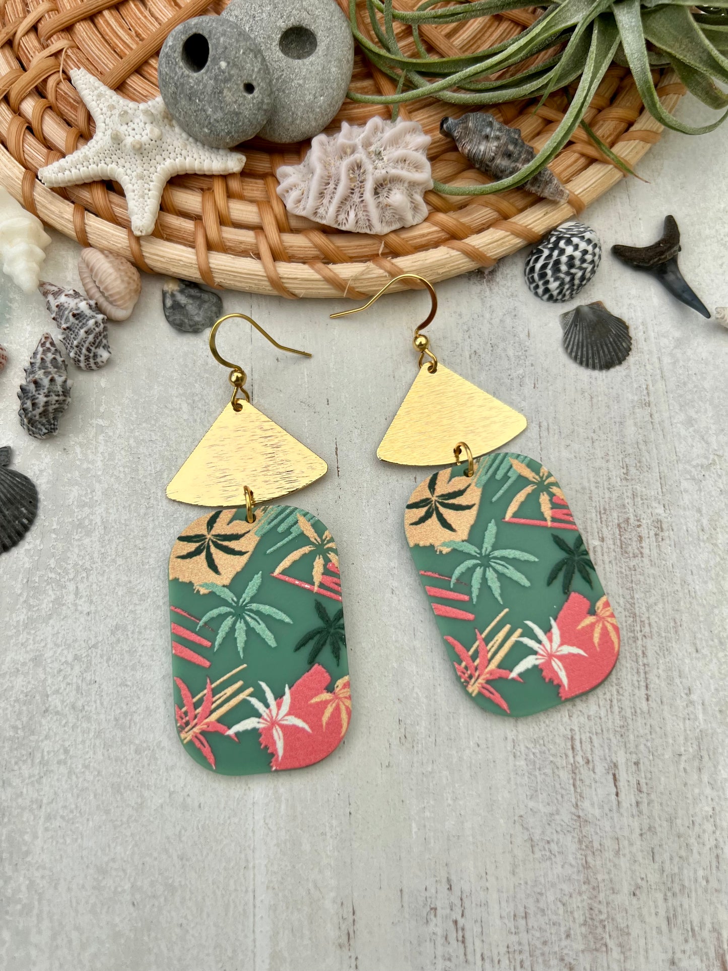 Tropical Palm Leaf Acrylic Earrings