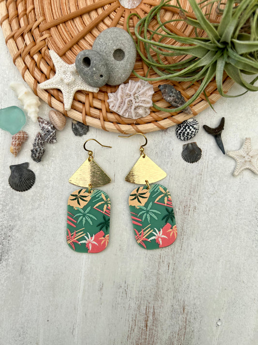 Tropical Palm Leaf Acrylic Earrings