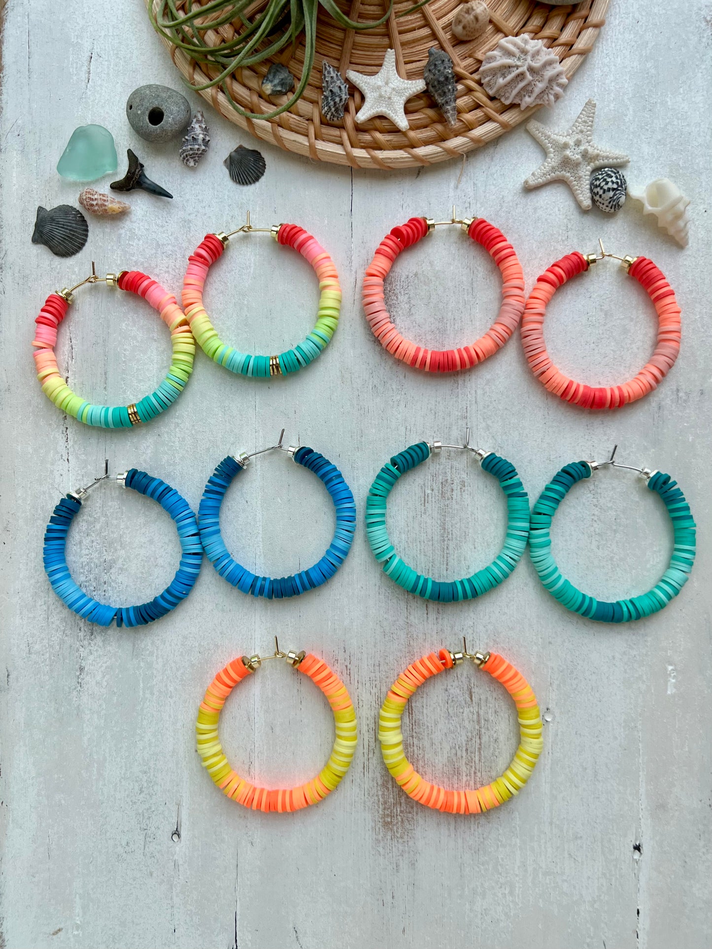 Ombre Heishi Hoop earrings