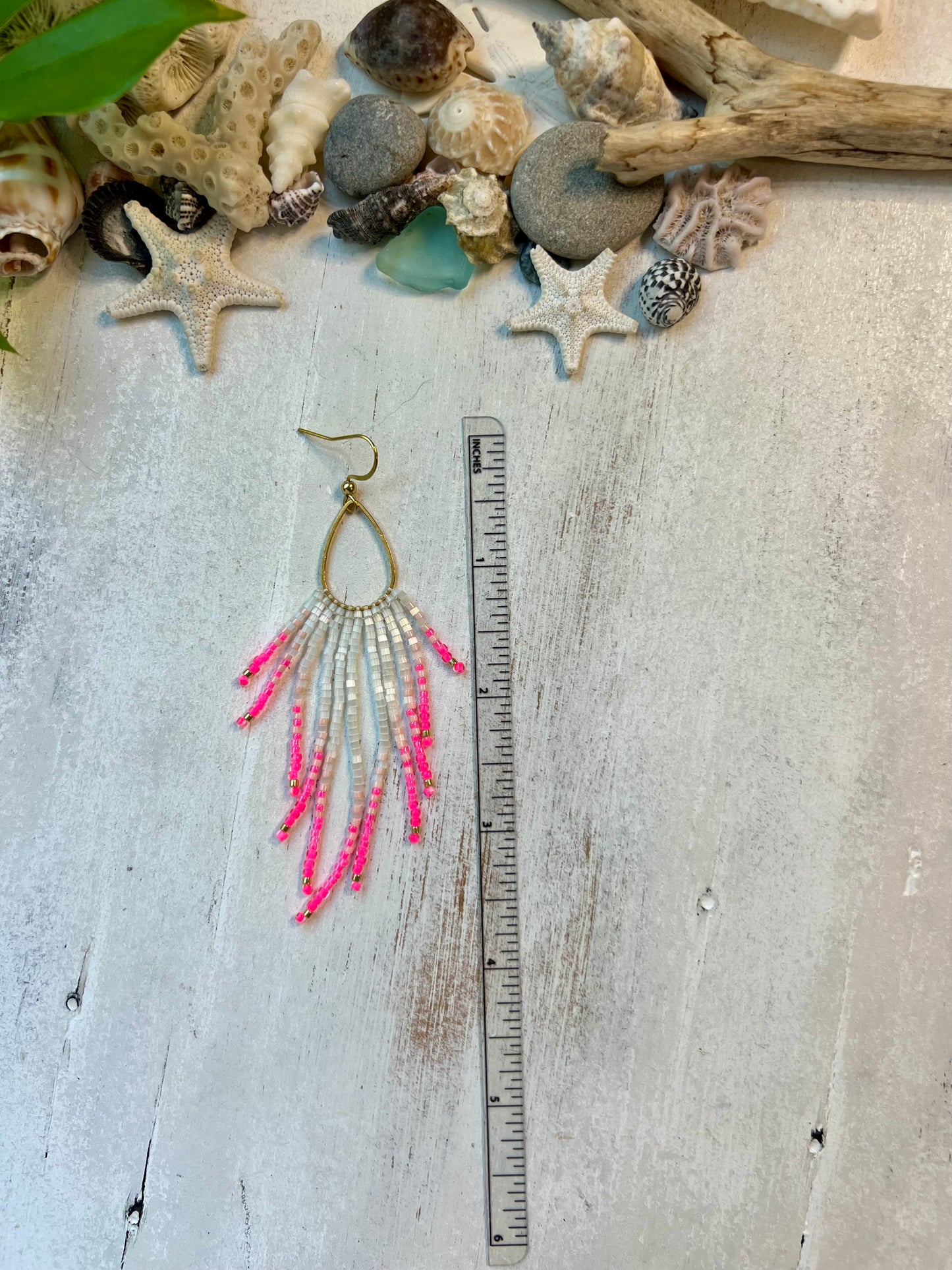 Hot Pink & White Seed Bead Earrings | Limited Edition