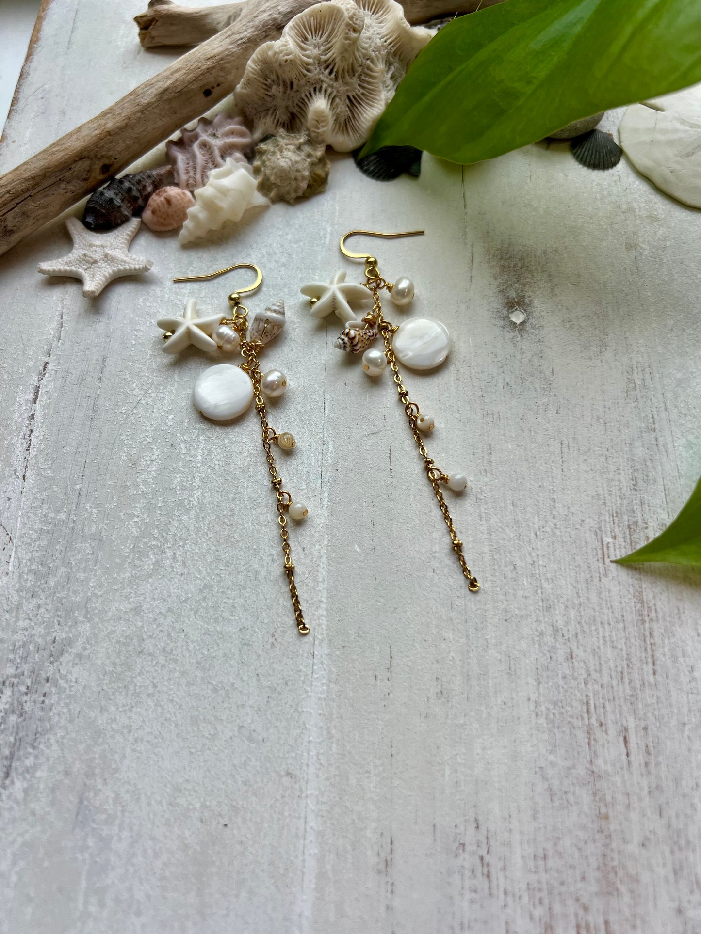 Starfish & Pearl Drop Earrings