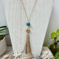 Sea Glass and Leather Tassel Necklace