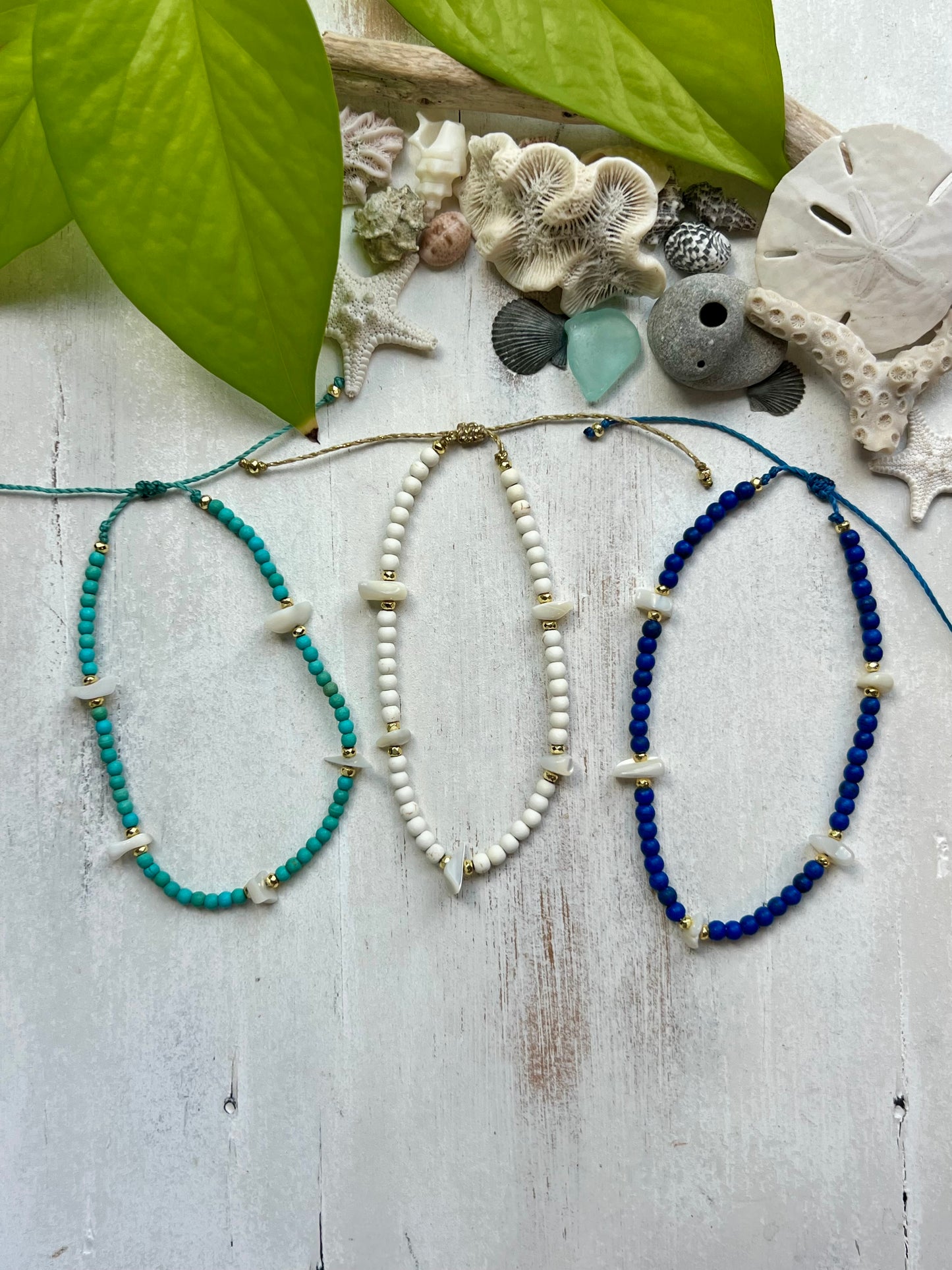 Mother Of Pearl & Gemstone Beach Anklet